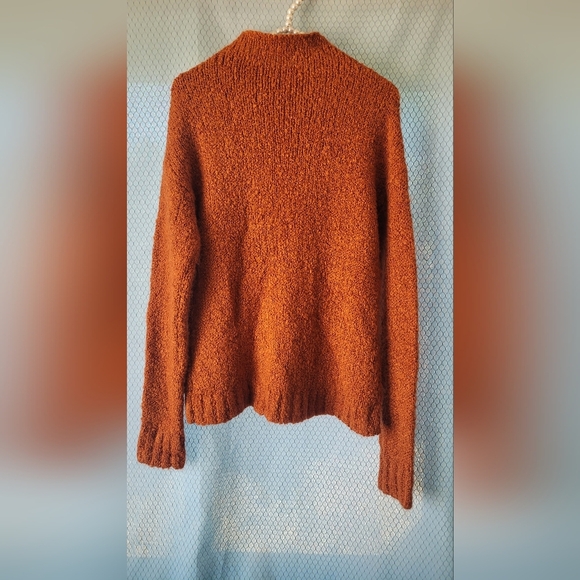 BP Funnel Mock Neck Bouclé Sweater Rust Orange Sz S - Picture 4 of 5